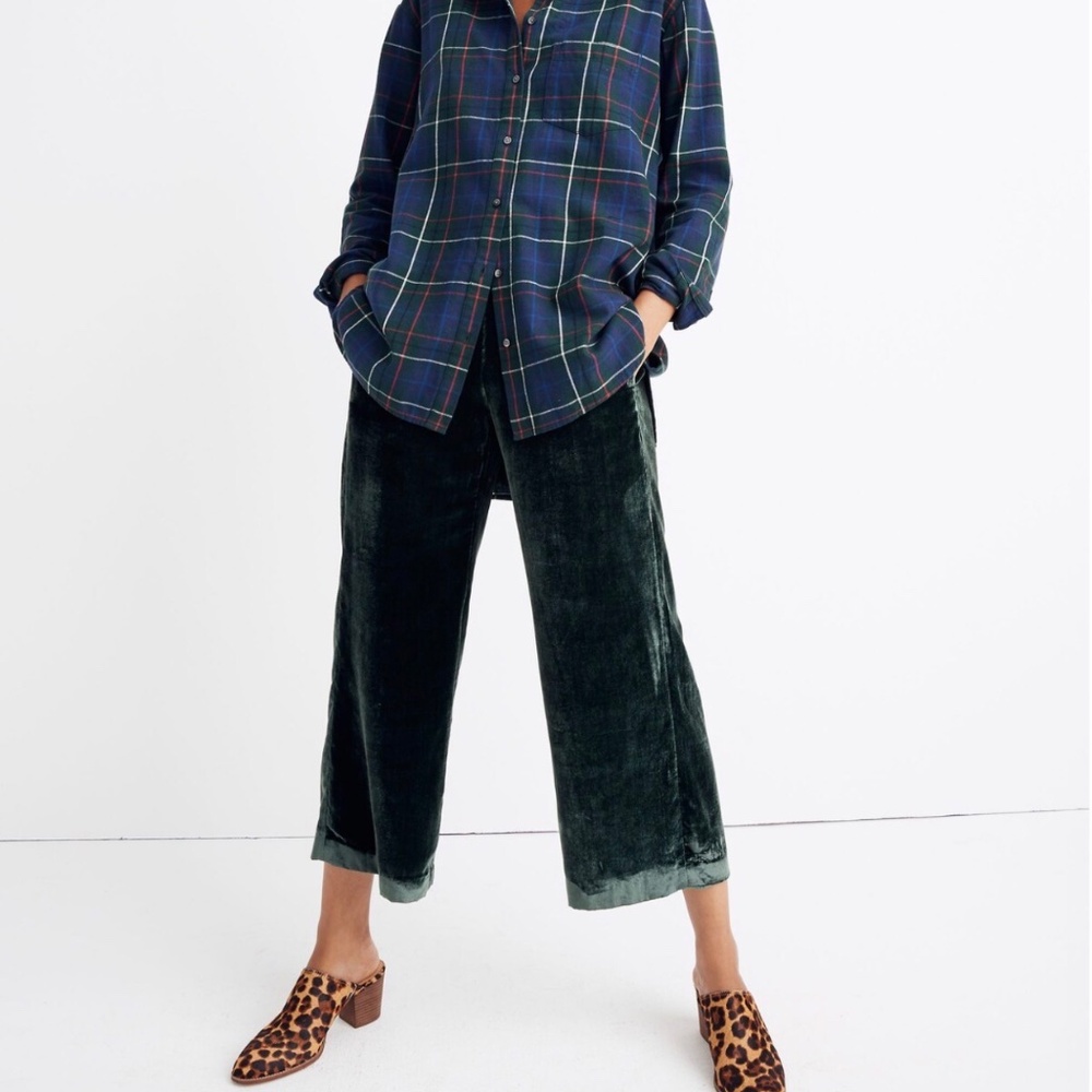 Madewell Velvet Huston Pull-On Crop Pants Women’s Size Medium in Smoky Spruce - Picture 3 of 12